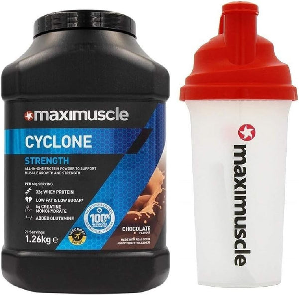 MaxiNutrition Cyclone Protein Powder 1.26kg Chocolate Flavour + Free Shaker