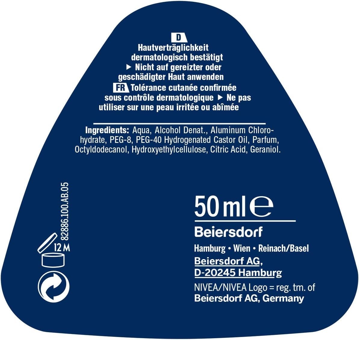 Nivea Men Roll-On Deodorant Fresh Antiperspirant 50ml x6 Long Lasting by NIVEA