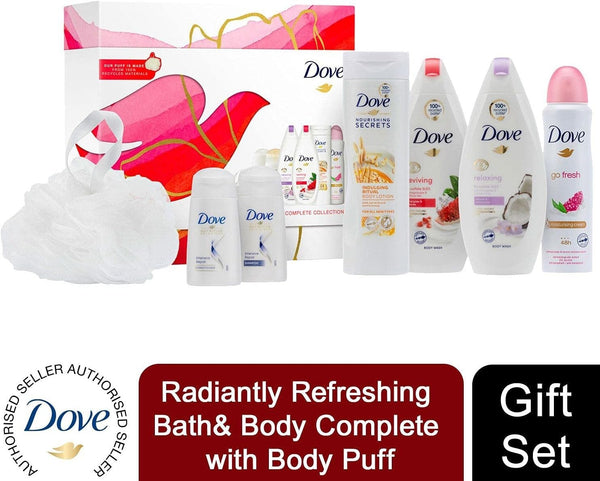 Dove Radiantly Refreshing 6 Piece Gift Set With Shower Puff