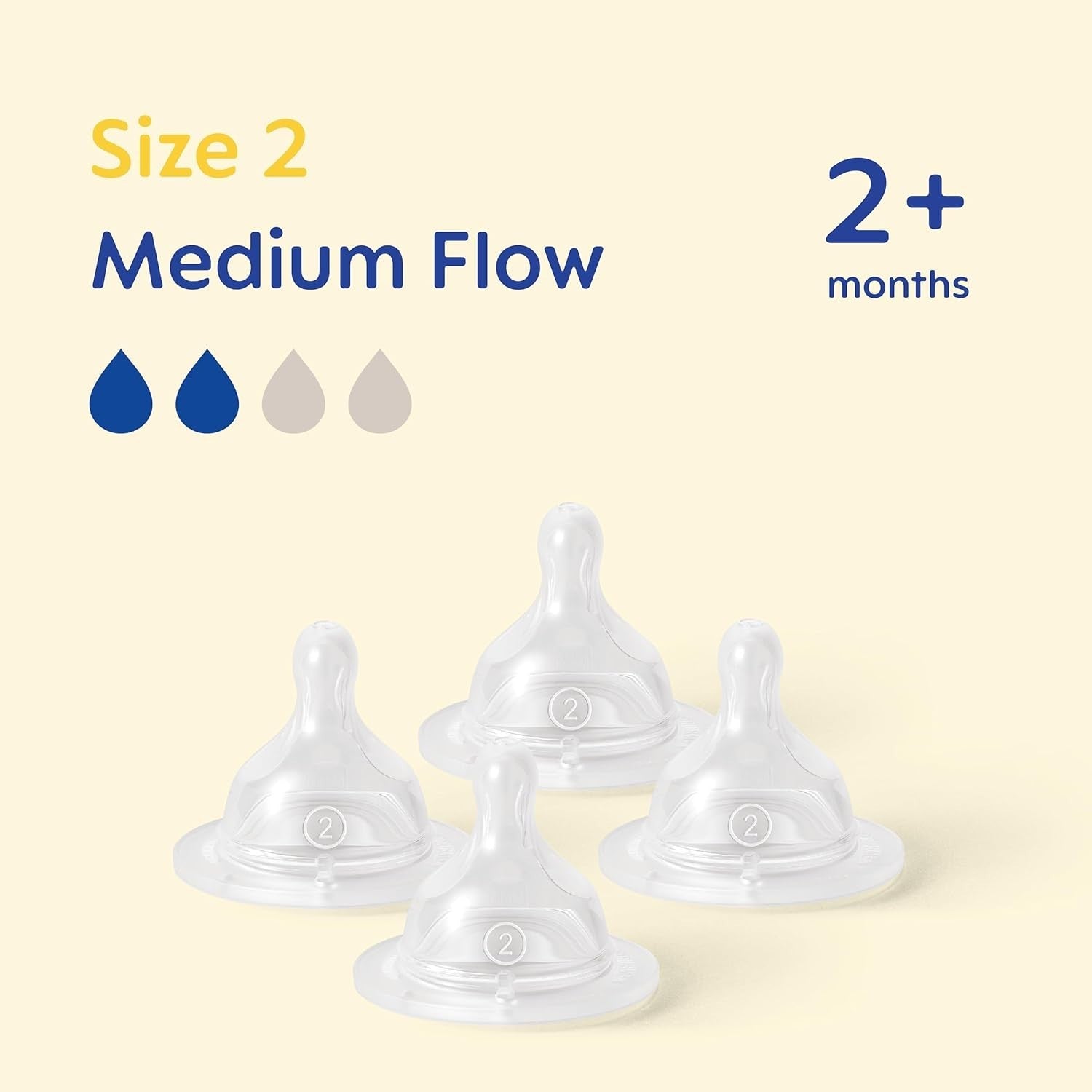 MAM Teats Size 2 Medium Flow | 4 Pack Silicone Nipples | Fits All MAM Bottles by MAM