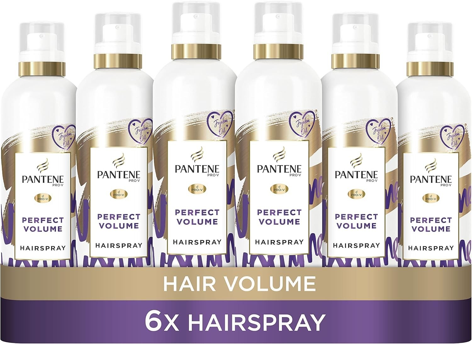 Pantene Volume Hairspray 6x250ml Jojoba Oil Non-Sticky Frizz Ease Value Pack by Pantene