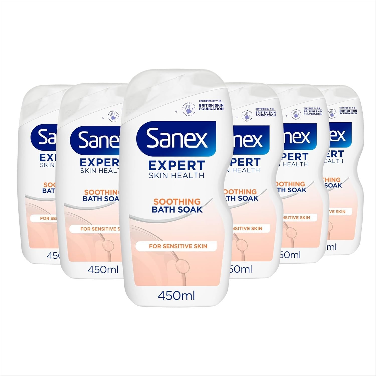 Sanex Expert Skin Health Soothing Bath Soak 450ml x6 | Sensitive Skin Foam by Sanex