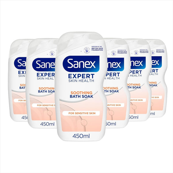 Sanex Expert Skin Health Soothing Bath Soak 450ml x6 | Sensitive Skin Foam