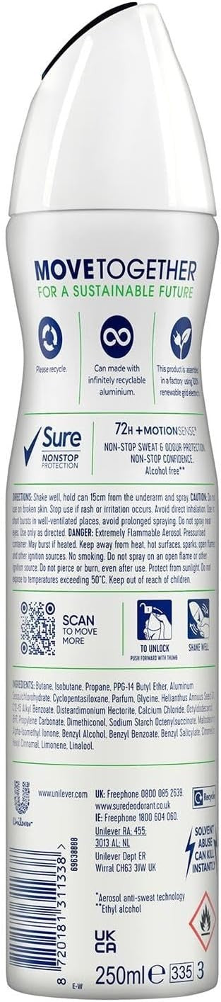 Sure Freesia & Water Lily Body Spray 250ml x3 | 72H Sweat & Odour Protection by SURE