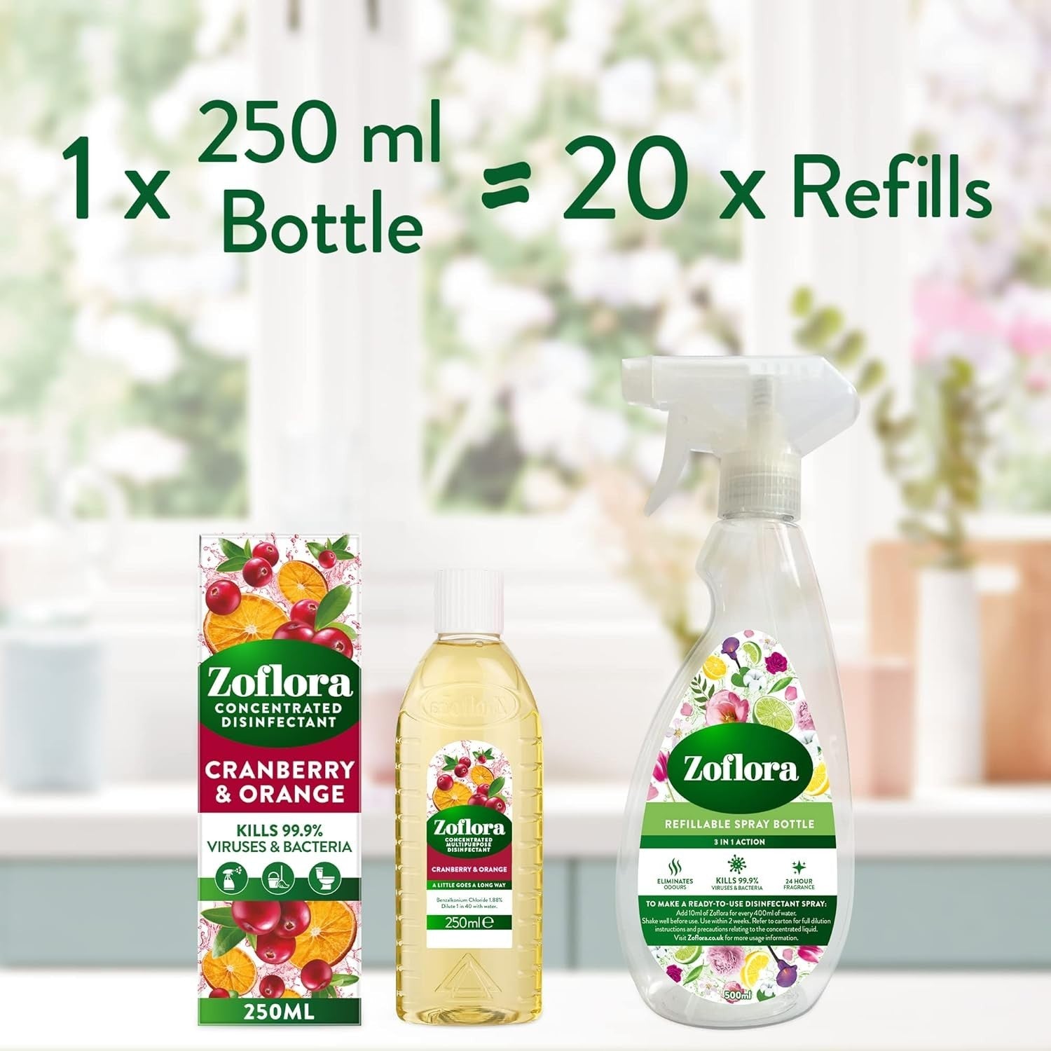 Zoflora Cranberry & Orange Concentrated Disinfectant 250ml Multi-Surface by Zoflora