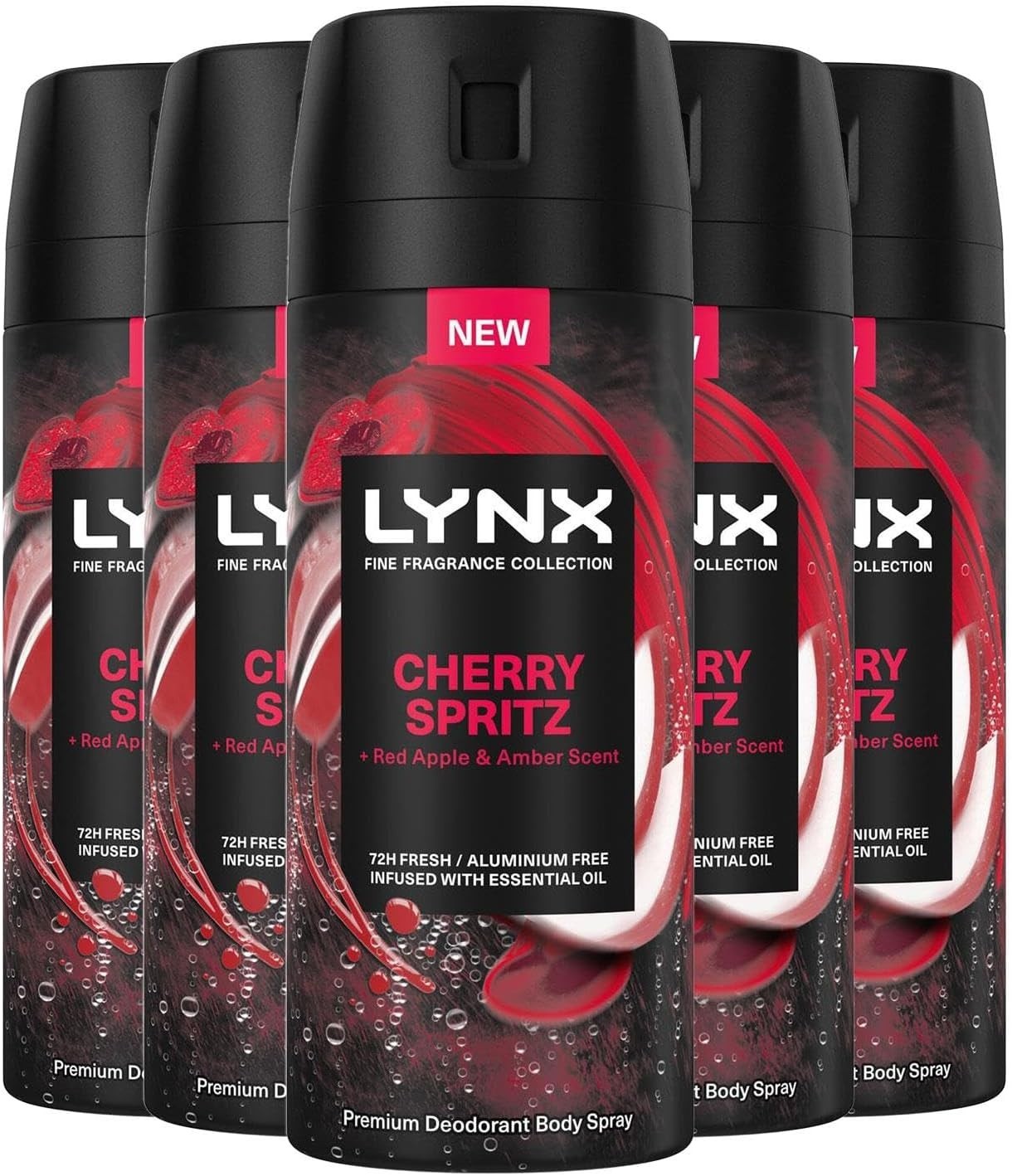 Lynx Fine Fragrance Cherry Spritz Deodorant 150ml Pack of 5 | 72H Freshness by Lynx
