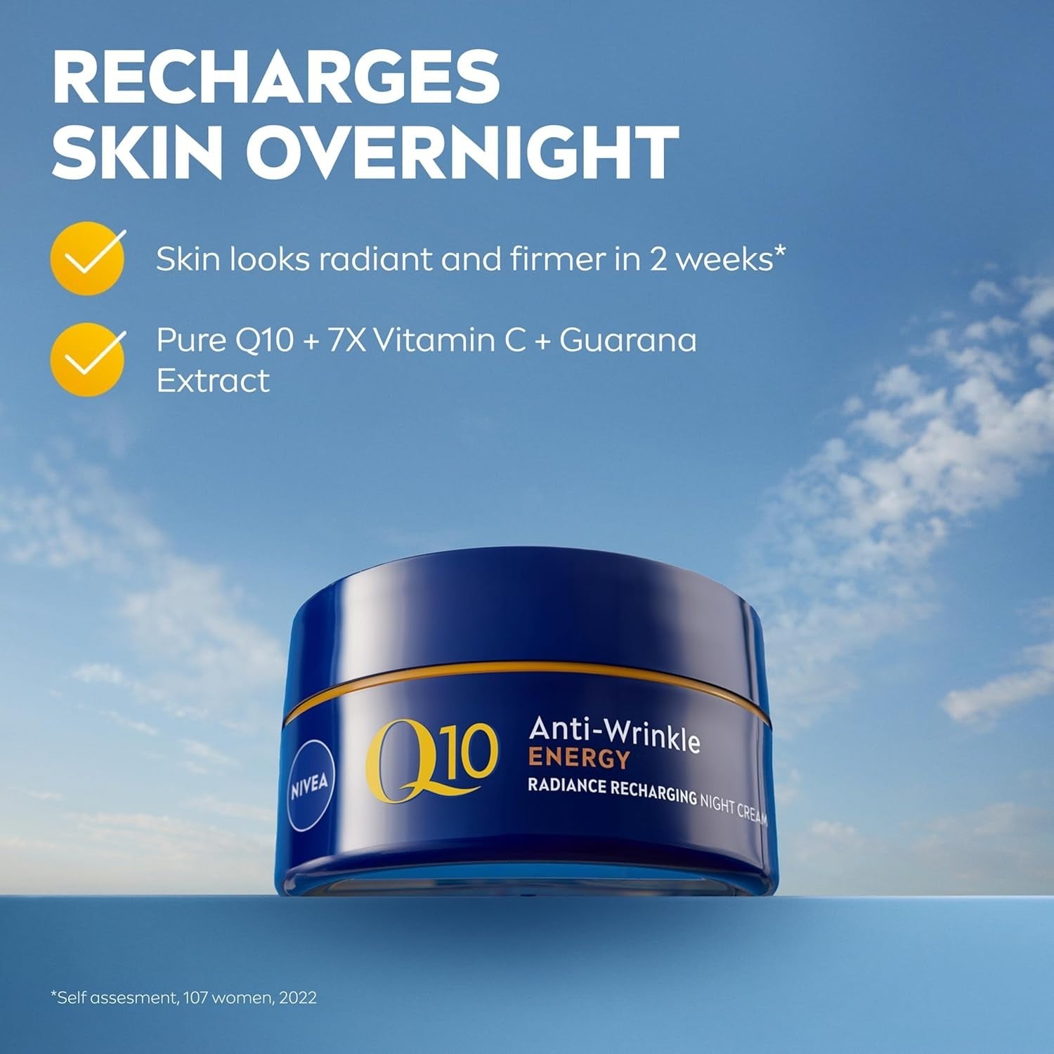 NIVEA Q10 Energy Night Cream 50ml with Vitamin C Anti-Wrinkle Moisturiser by NIVEA