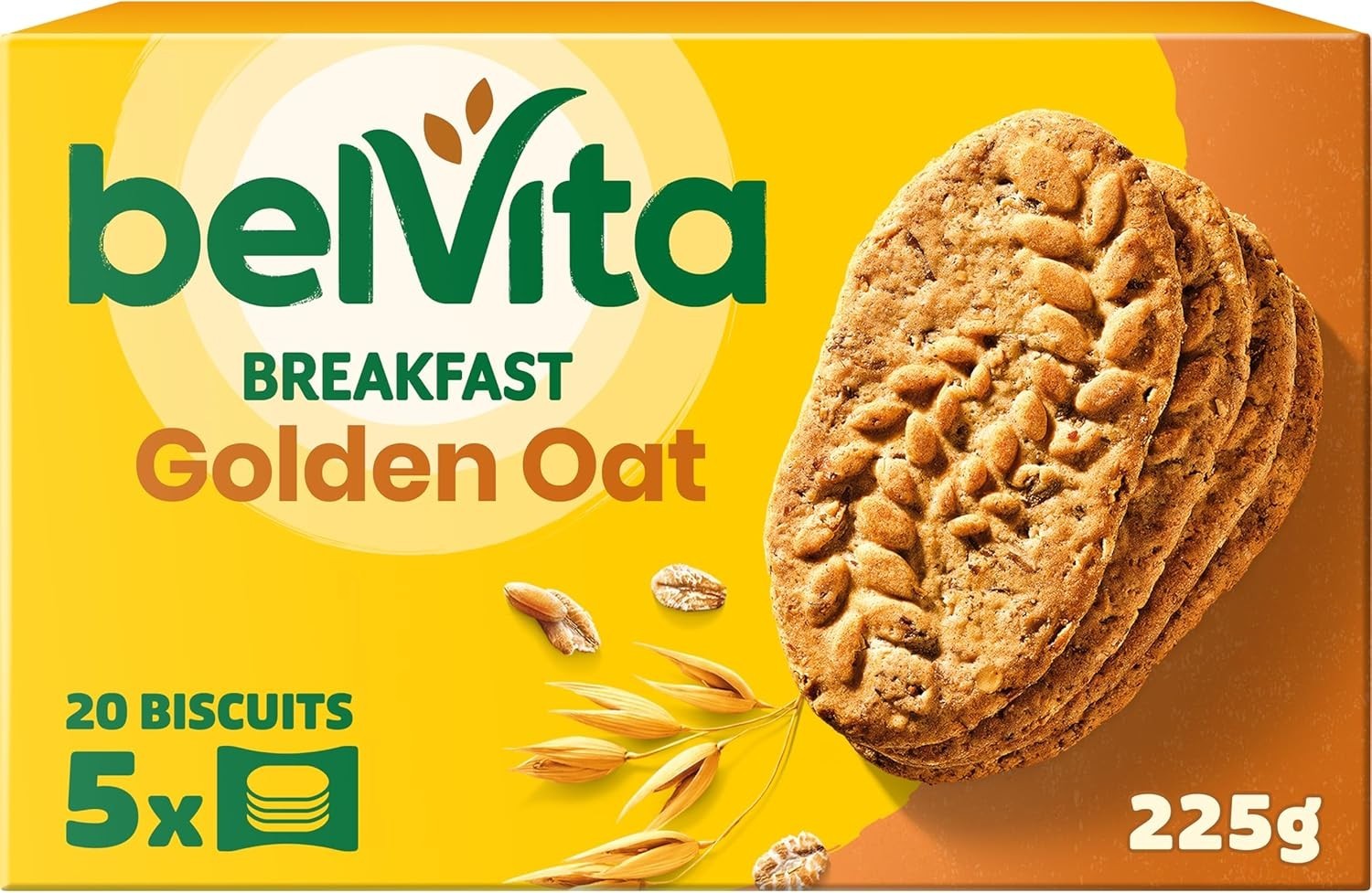 BelVita Breakfast Biscuits Golden Oat 5x45g Pack of 10 | 200 Wholegrain Cookies by Belvita