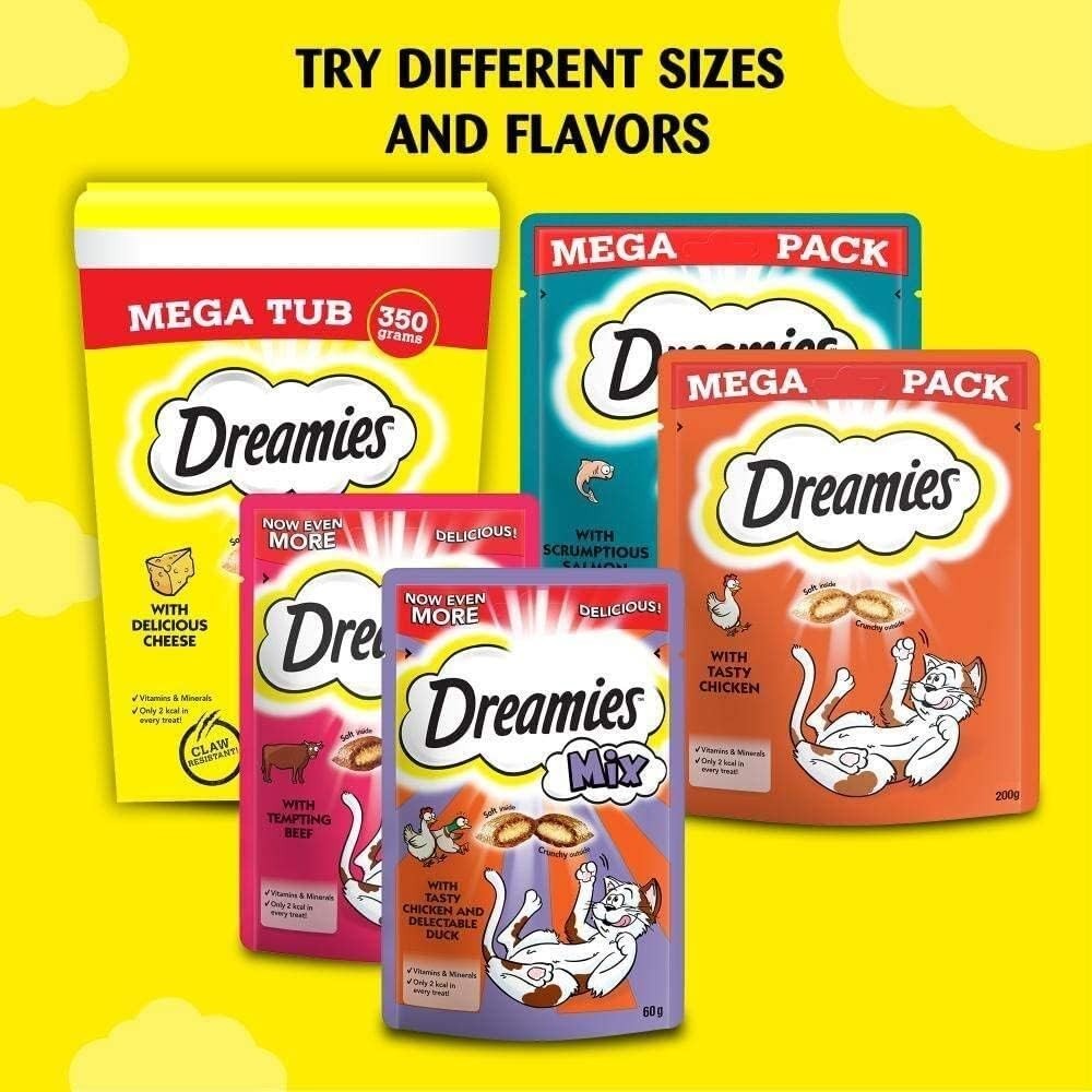 DREAMIES Chicken Cat Treats 2x350g Multipack - Mega Tubs, Anti-Stress Snacks by Dreamies