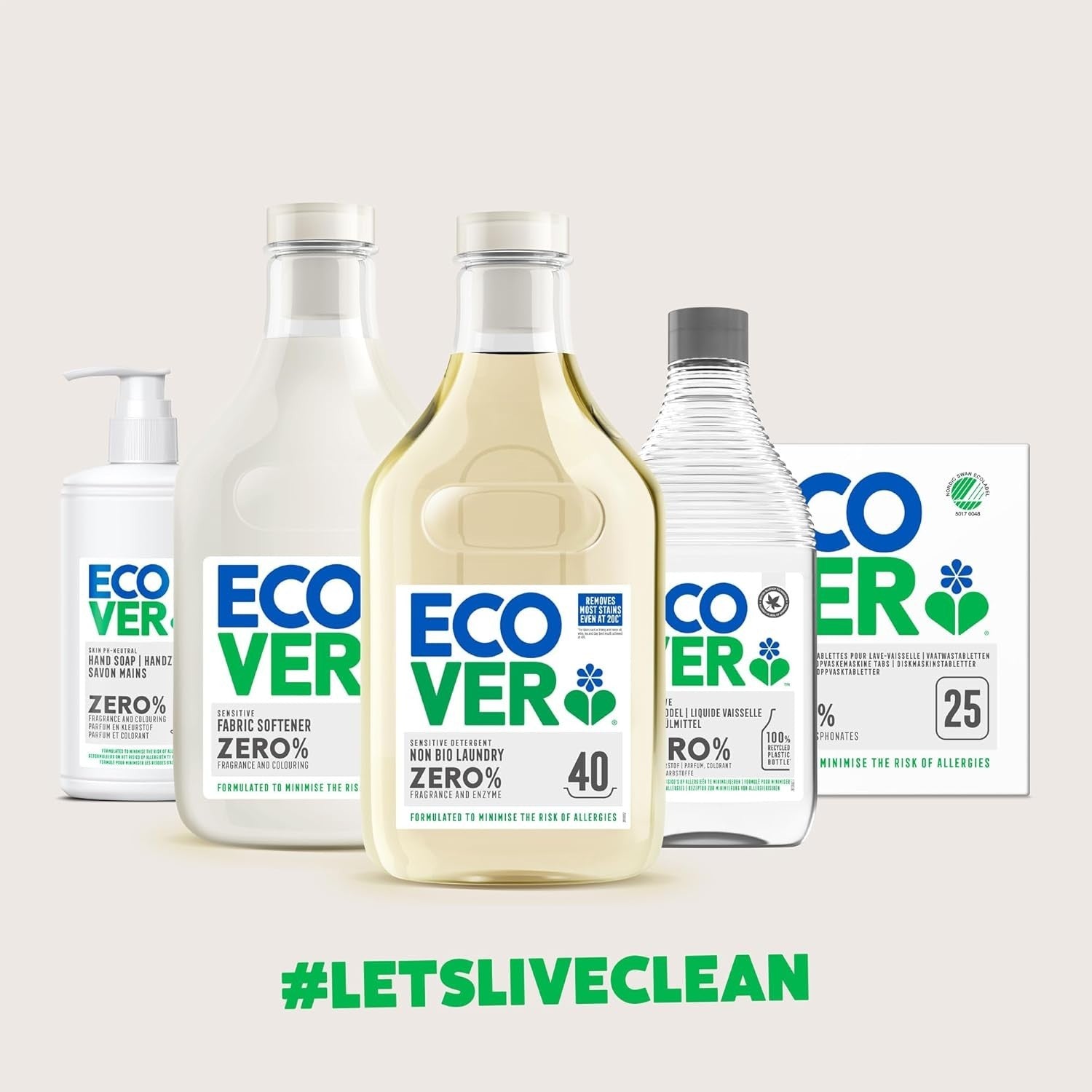 Ecover Zero Dishwasher Tablets 25 Pack | Salt & Rinse Aid | Fragrance Free Eco by Ecover