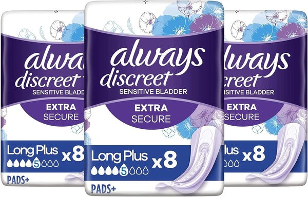 Always Discreet Incontinence Pads Long Plus 24 Count Women
