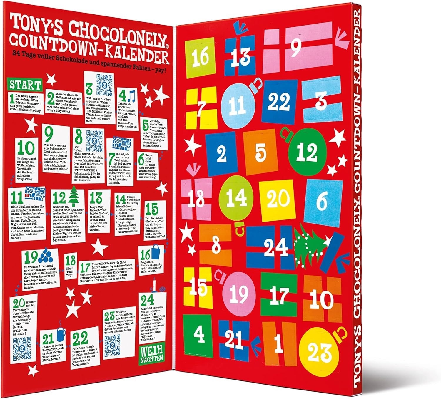 Tony’s Chocolonely Advent Calendar 2024 | 24 Days Belgian Fairtrade Chocolate by Tony's Chocolonely