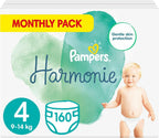 Pampers Baby Nappies Size 4 9-14kg Harmonie Monthly Pack 160 Eco-Friendly Diaper by Pampers