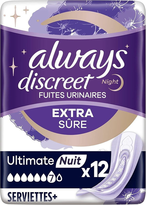 Always Discreet Ultimate Night Incontinence Pads 12 Pack