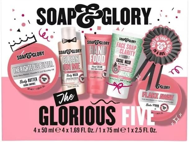 Soap & Glory The Glorious 5 Gift Set with 5 Travel Size Skincare Essentials by Soap & Glory