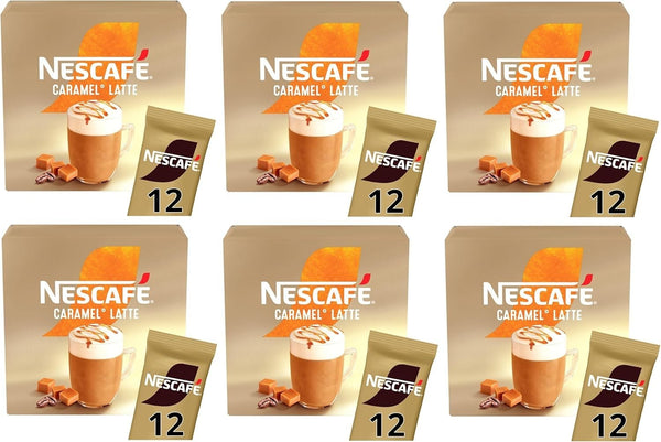 Nescafé Caramel Latte Instant Coffee Sachets 72 Pack (6 x 12) Creamy Latte