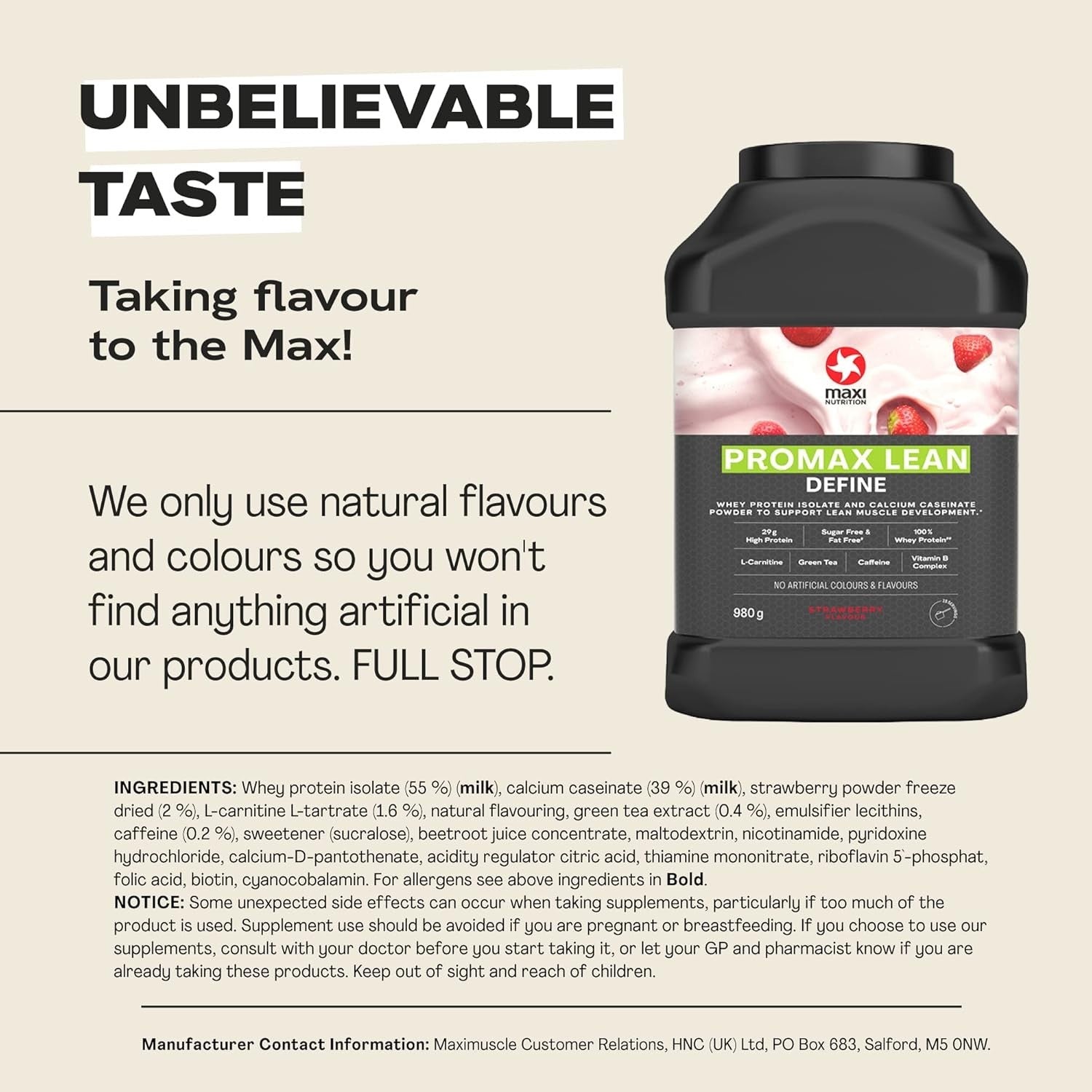 MaxiNutrition Promax Lean Whey Protein 980g Strawberry | Weight Loss & Muscle by MaxiNutrition