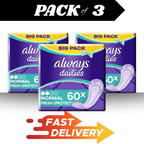 Always Dailies Fresh And Protect Pantyliners 60 Pack Of 3 by Always