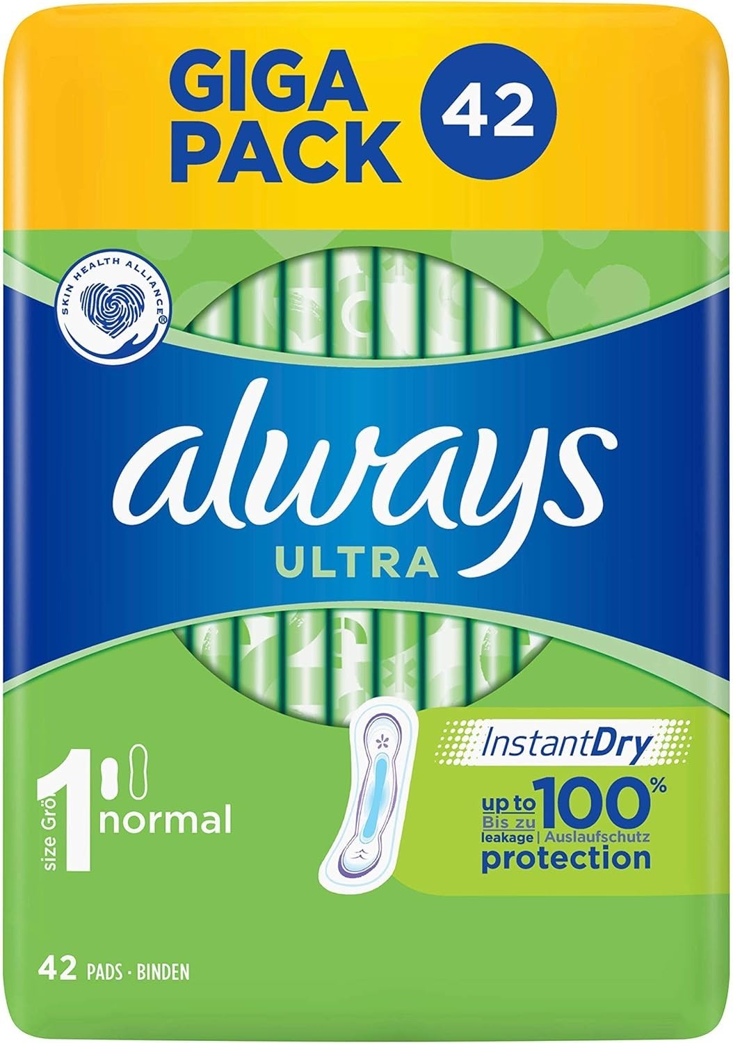 Always Ultra Standard Sanitary Pads 42 Pack | Extra Heavy Flow | Fragrance Free by Always
