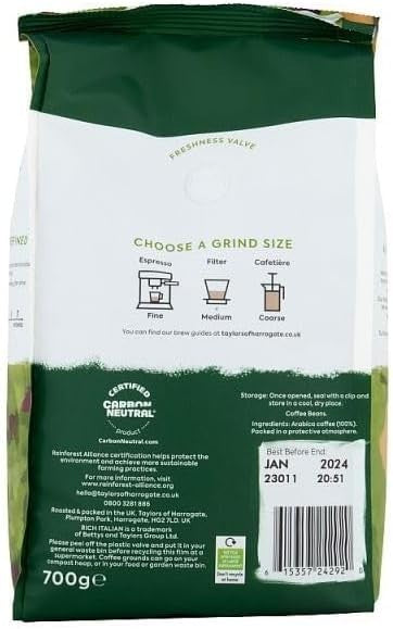 Taylors Rich Italian Coffee Beans 700g x3 | 100% Arabica Medium Roast 2.1kg by Taylors of Harrogate