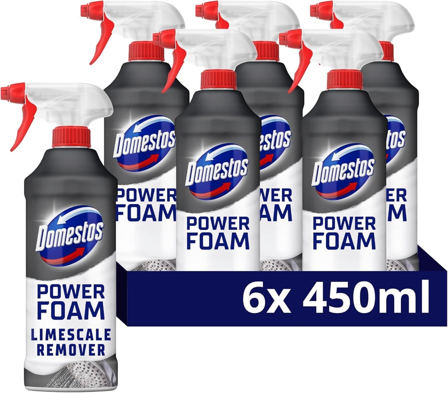 Domestos Power Foam Limescale Remover Toilet & Bathroom Cleaner 6x450ml by Domestos