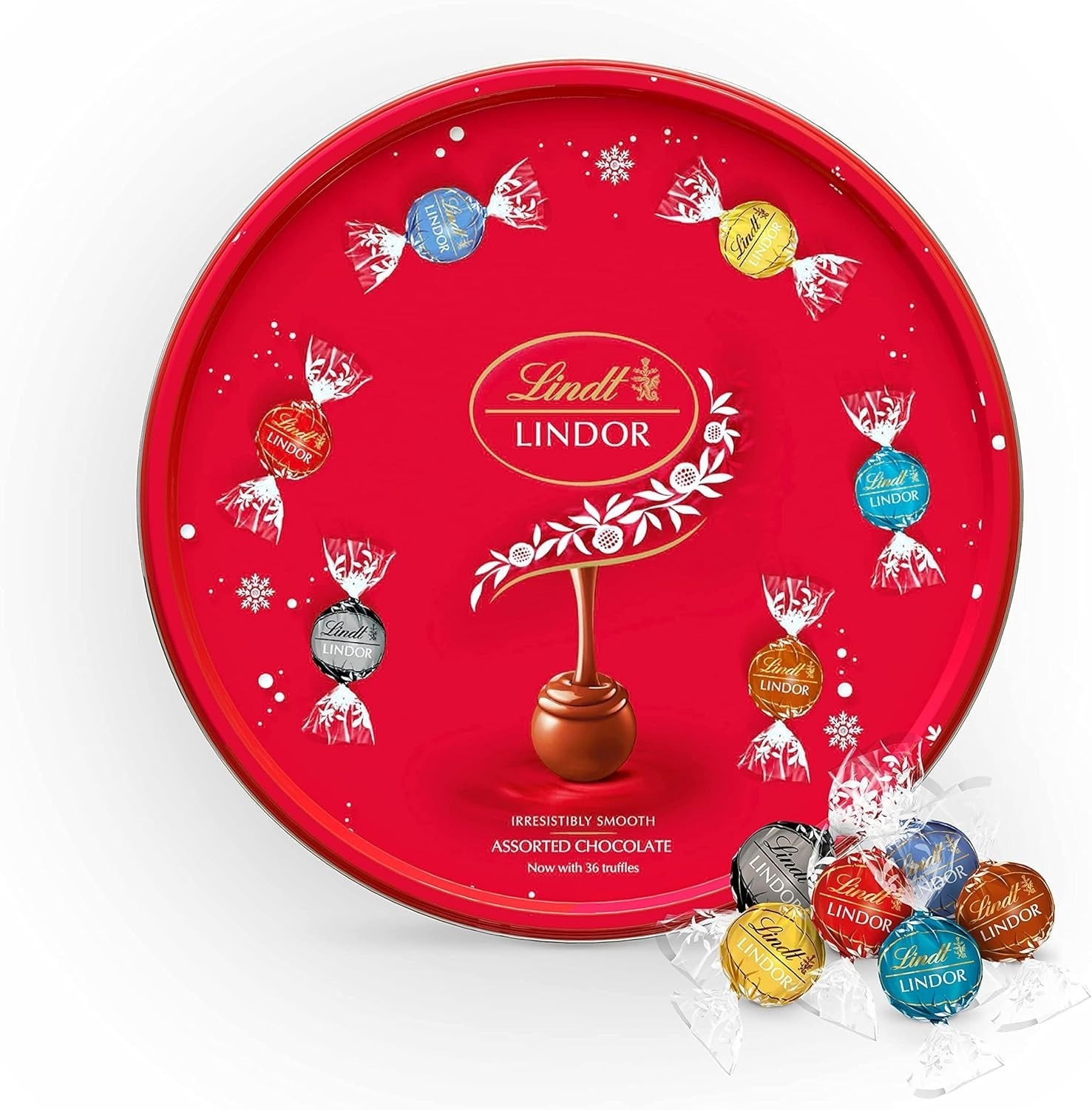 Lindt Lindor Assorted Chocolate Truffles Tin 400g | 32 Balls Gift Sharing by Lindt