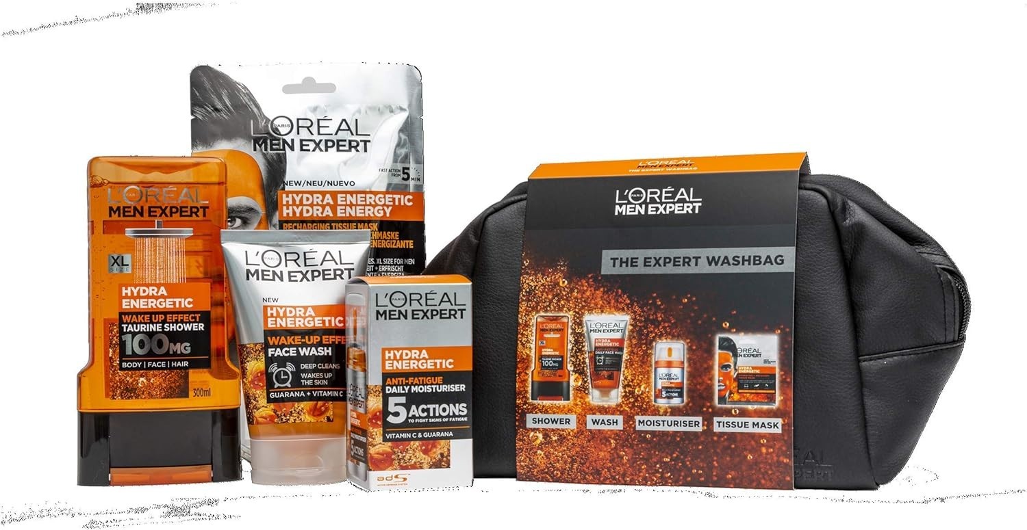 L'Oreal Men Expert Hydra Energetic Washbag Gift Set Moisturiser Face Wash Gel by L'Oreal Paris