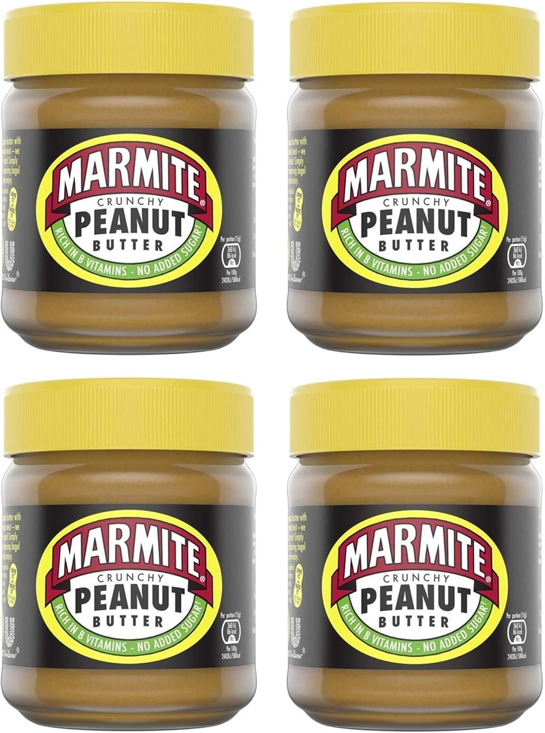 Marmite Crunchy Peanut Butter 225g Jar (Pack of 4) | Vegetarian Spread by Marmite