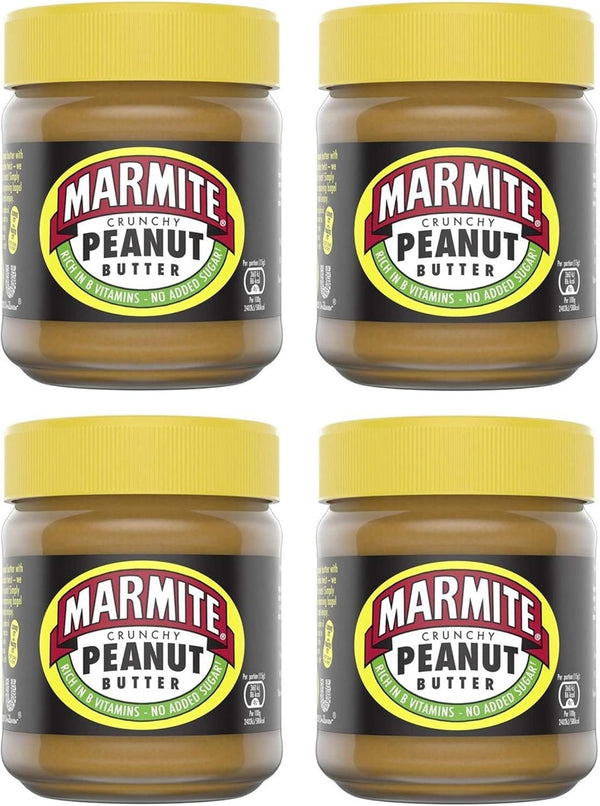 Marmite Crunchy Peanut Butter 225g Jar (Pack of 4) | Vegetarian Spread