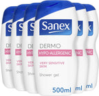 Sanex Dermo Hypo-Allergenic Shower Gel 500ml Pack of 6 - Sensitive Skin Care by Sanex