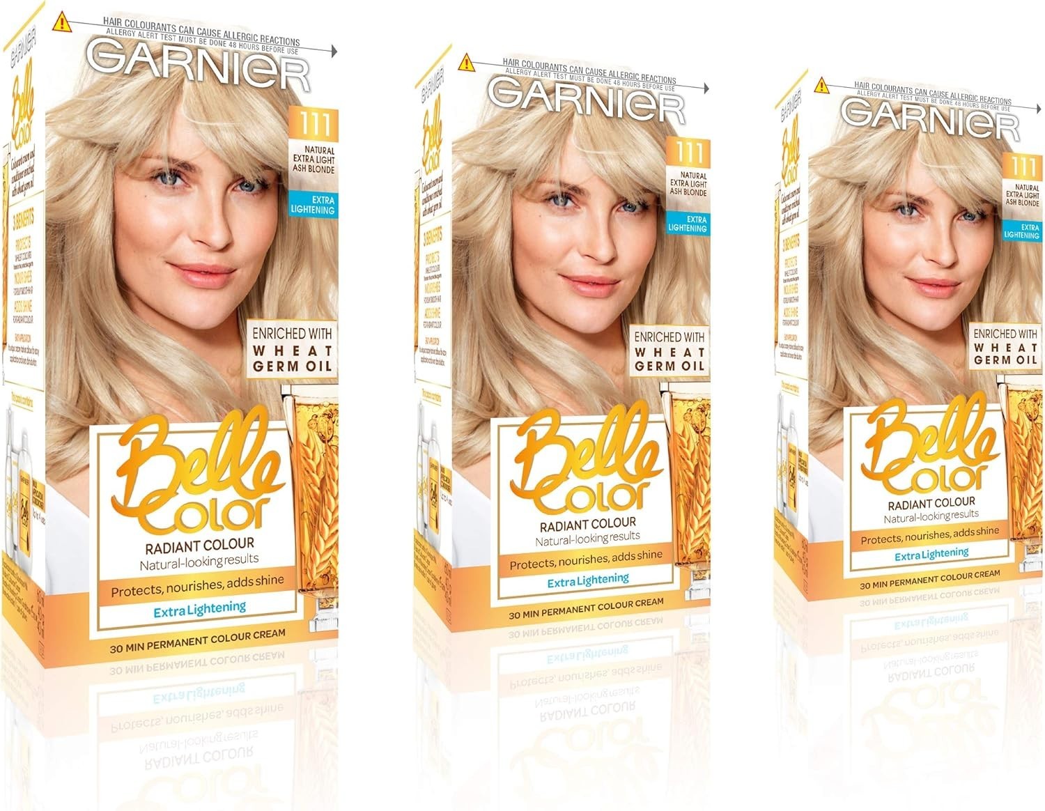 Garnier Belle Color Hair Dye 111 Extra Light Ash Blonde Permanent Pack of 3 by Garnier