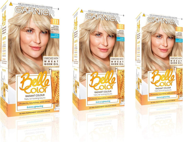 Garnier Belle Color Hair Dye 111 Extra Light Ash Blonde Permanent Pack of 3