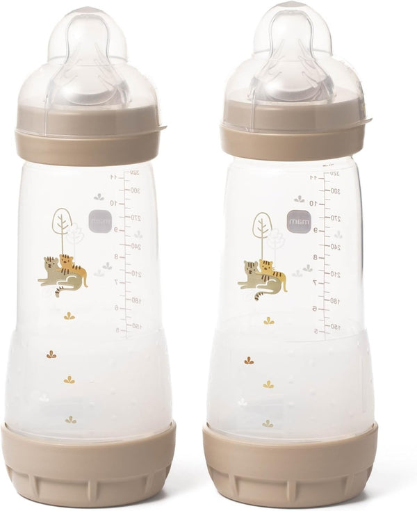 MAM Easy Start Anti-Colic Baby Bottles 2x320ml | Self-Sterilising | Size 3 Teats