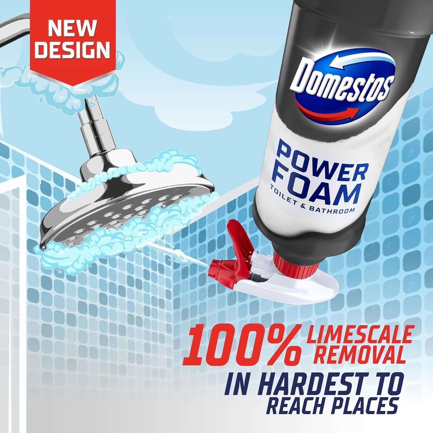 Domestos Power Foam Limescale Remover Toilet & Bathroom Cleaner 6x450ml by Domestos