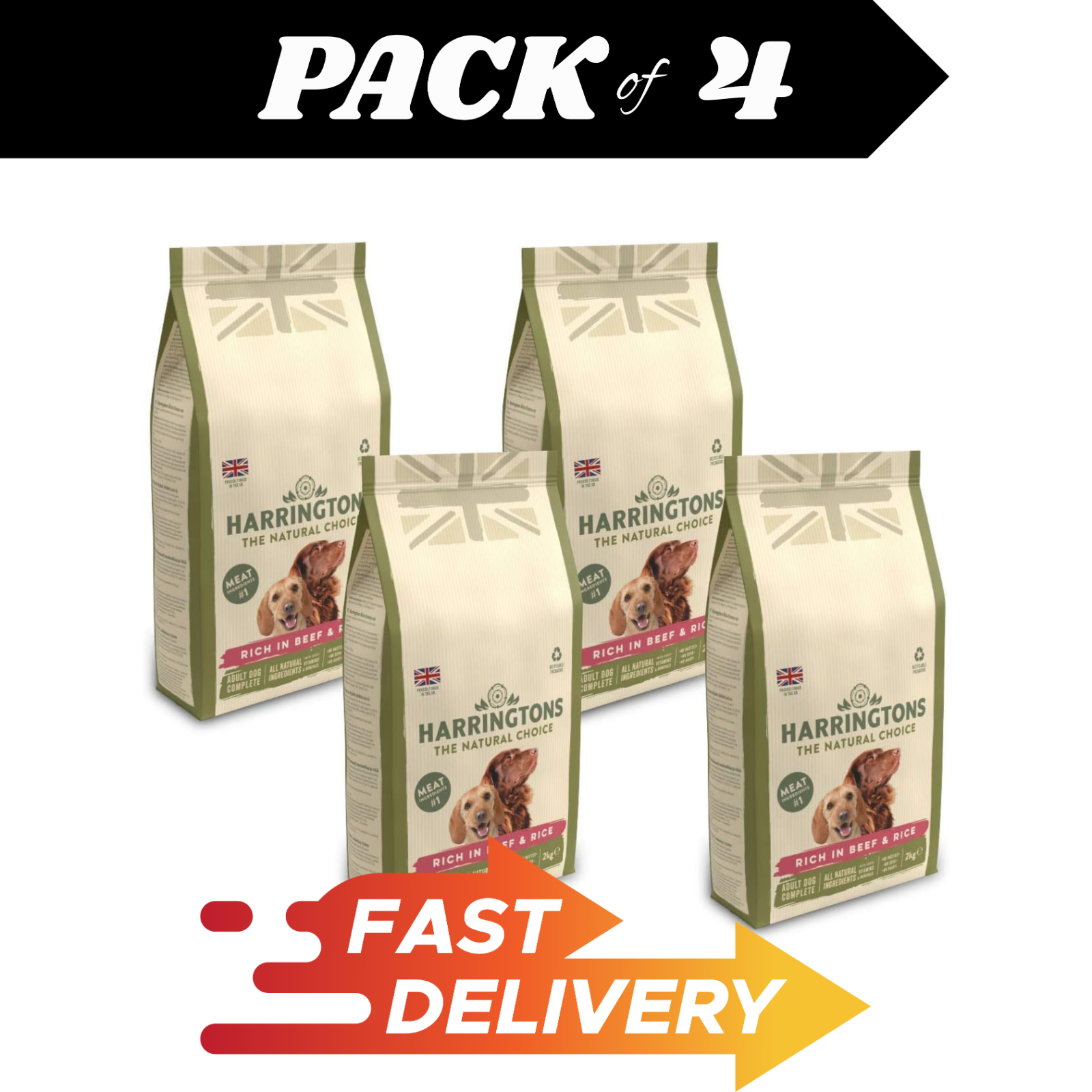 Harringtons Complete Dry Dog Food Beef & Rice 4x2kg | Natural Healthy Nutrition by Harringtons