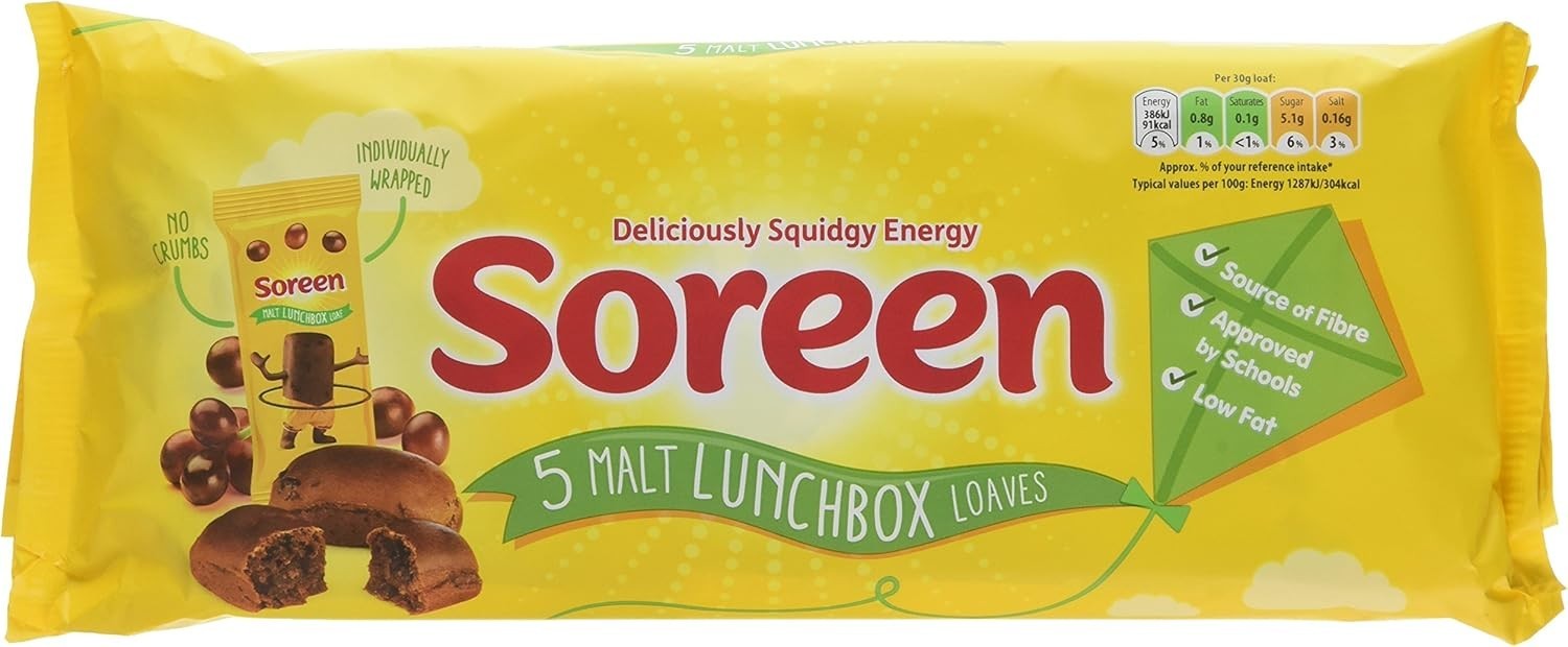 Soreen Malt Lunchbox Loaves Sweet Butter Cake Pack of 30 x 30g – Vegetarian by Soreen