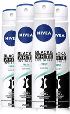 NIVEA Black & White Invisible Fresh Deodorant Spray 250ml x4 Women 48H by NIVEA