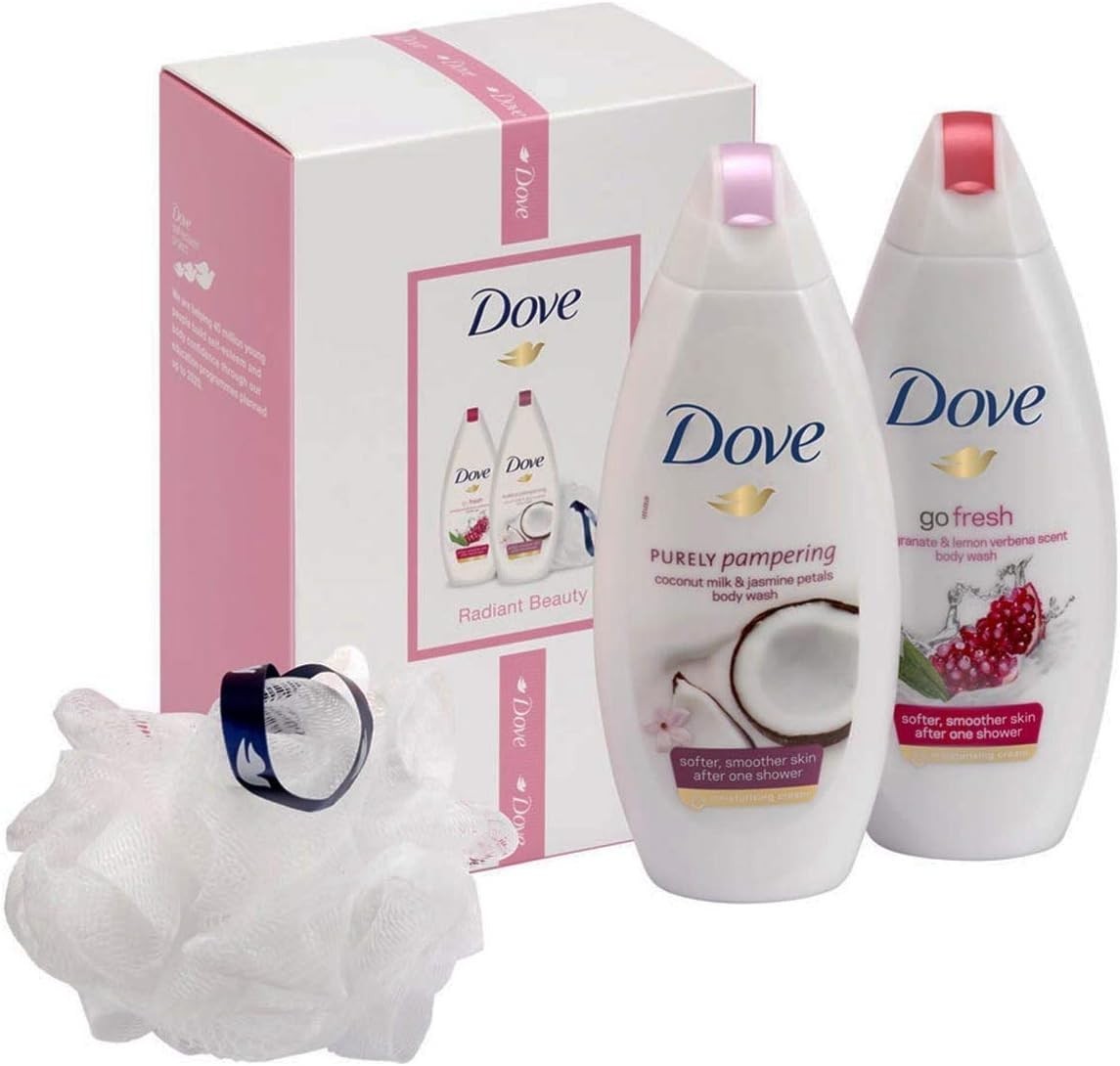 Dove Relaxing Beauty Body Wash Duo Gift Set with Bath Puff | Jasmine & Lemon by Dove