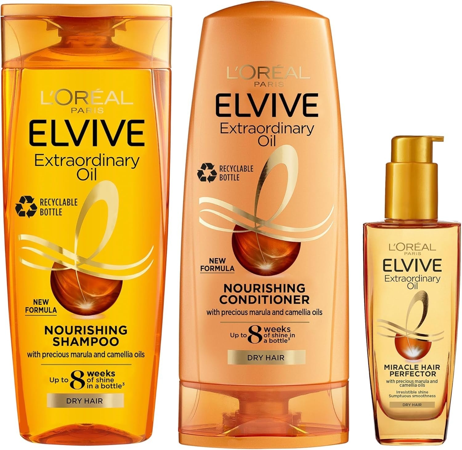 L'Oreal Elvive Extraordinary Oil Shampoo Conditioner & Hair Oil Set Dry Hair by L'Oreal Paris
