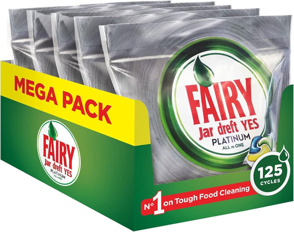 Fairy Dishwasher Tablets | Platinum All-In-One Lemon Scent Bulk Pack 125 Tablets