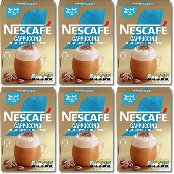 NESCAFÉ Cappuccino Decaf Unsweetened Coffee Sachets x42 | Pack of 6 Boxes