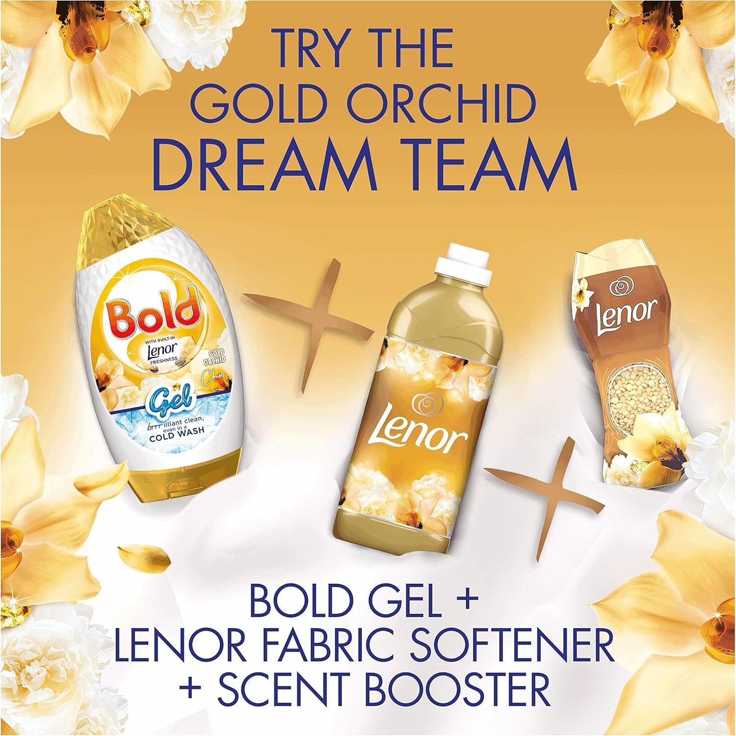 Bold Laundry Gel 6x840ml – 144 Washes, Gold Orchid, Lenor Freshness, Cold Wash by BOLD
