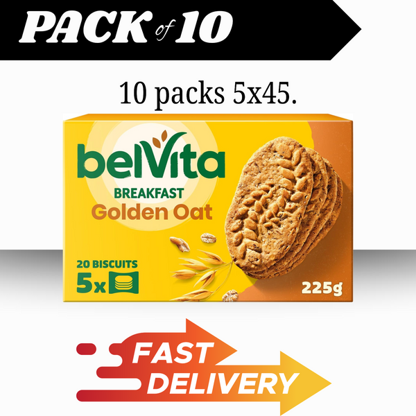BelVita Golden Oat Breakfast Biscuits 5x45g Pack Of 10