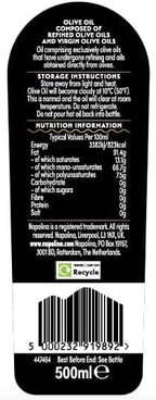 Napolina Olive Oil 500ml Bottle | Pure Olive Oil for Cooking, Frying & Baking by Napolina