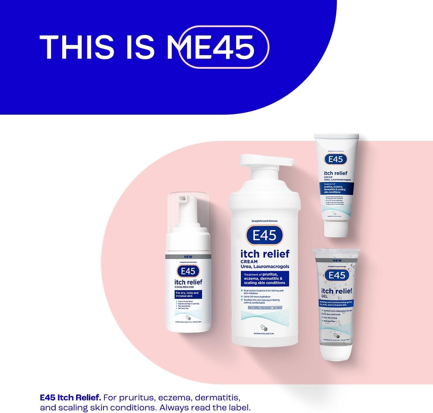 E45 Itch Relief Cream 500g Dual Action Moisturising Treatment for Irritated Skin by E45