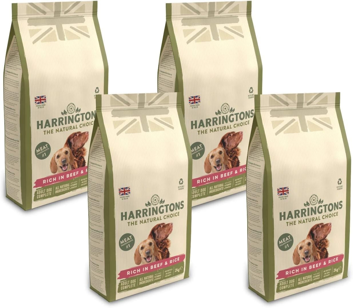 Harringtons Complete Dry Dog Food Beef & Rice 4x2kg | Natural Healthy Nutrition by Harringtons