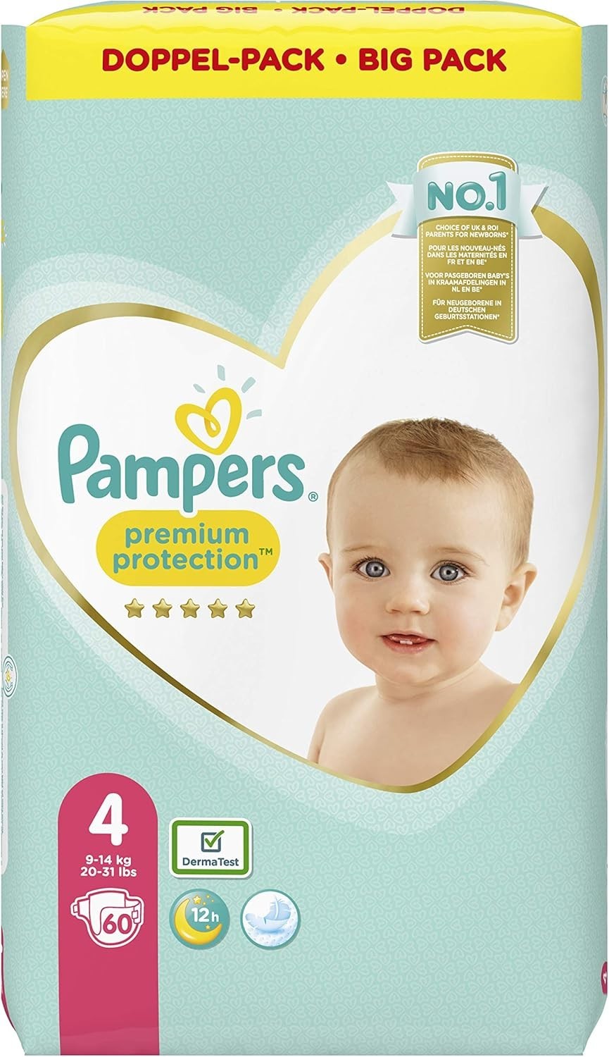 Pampers Premium Protection Size 4 Nappies 60 Pack | Baby Diapers 9-14kg by Pampers