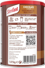 SlimFast Chocolate Meal Replacement Shake, 50 Servings, High Protein, 1.875kg by Slim Fast