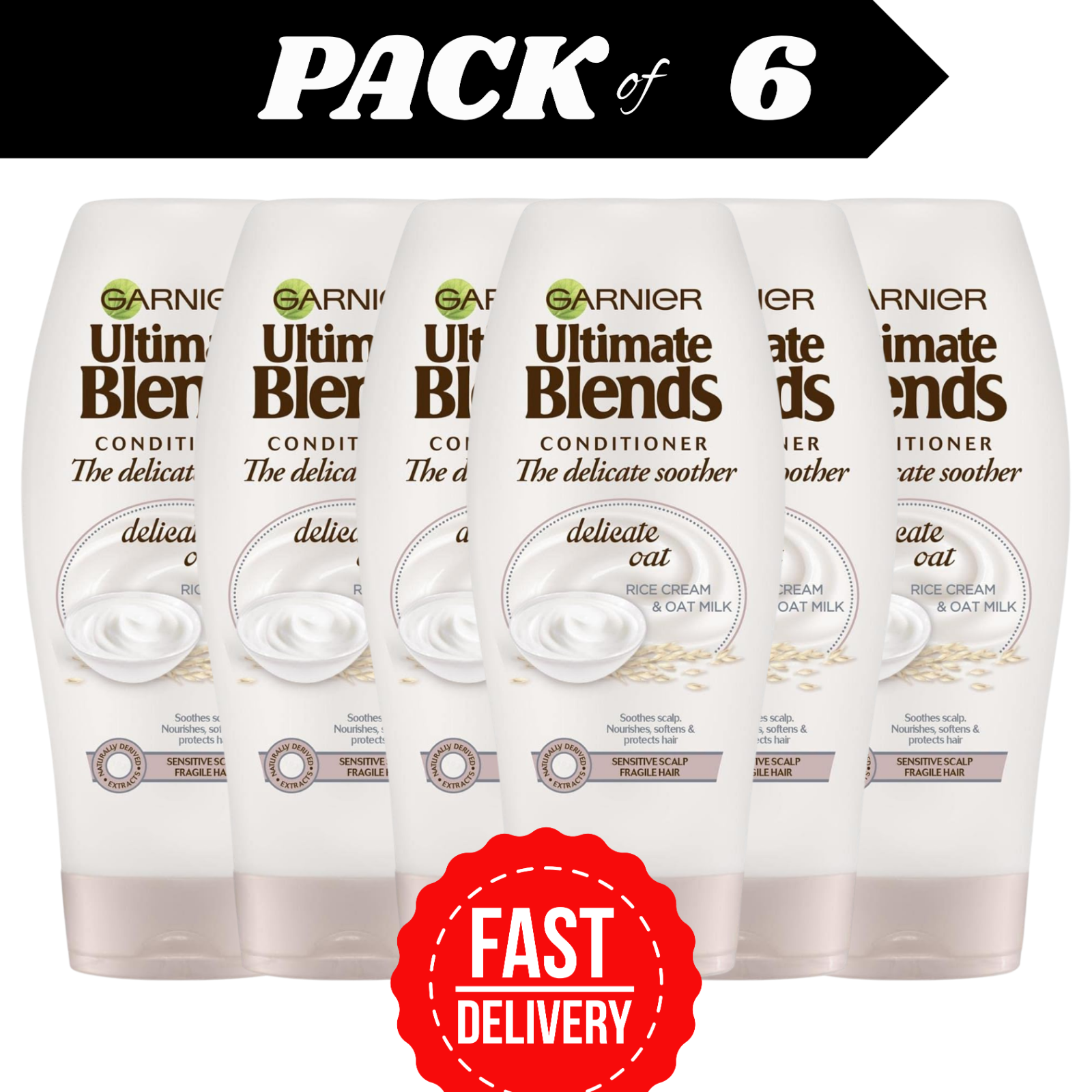 Garnier Ultimate Blends Conditioner Oat Milk Rice Cream 360ml Pack of 6 Soothing by Garnier