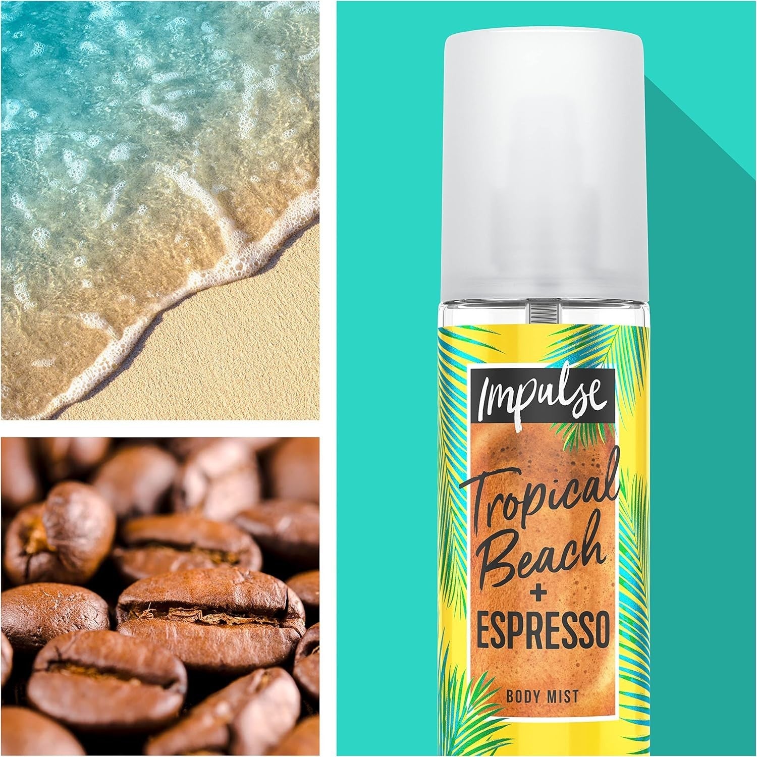 6x Impulse Tropical Beach + Espresso Body Mist Spray 150ml – Fresh Fragrance by Impulse